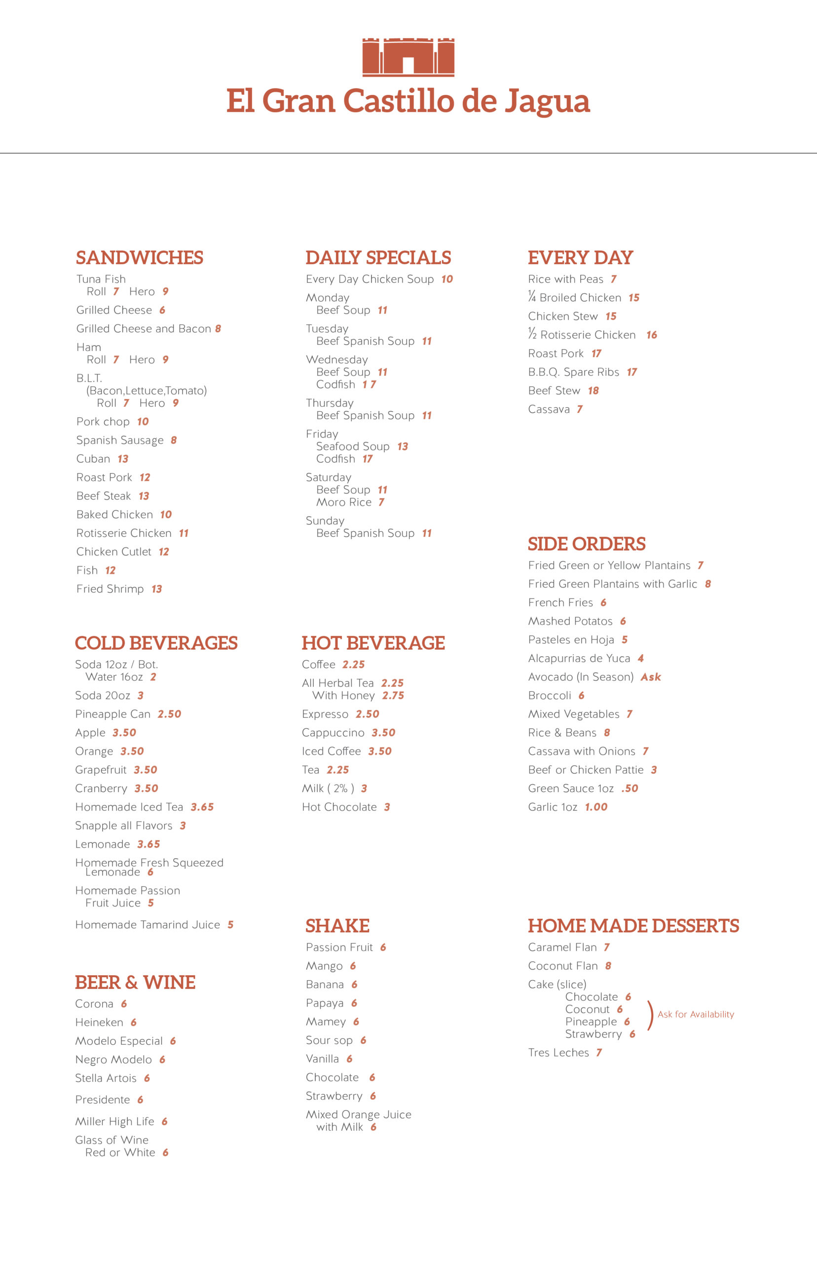 el gran castillo brooklyn dominican restaurant lunch and dinner menu pg 2